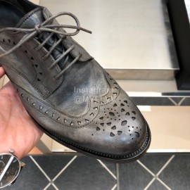 Dior Washed Calf Leather Lace Up Business Shoes For Men Dark Gray