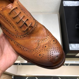 Dior Washed Cowhide Lace Up Business Shoes For Men Brown