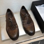 Dior Washed Cowhide Lace Up Casual Business Shoes For Men Brown