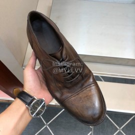 Dior Washed Cowhide Lace Up Casual Business Shoes For Men Brown