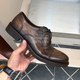 Dior Washed Cowhide Lace Up Casual Business Shoes For Men Brown