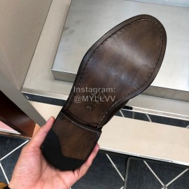 Dior Washed Cowhide Lace Up Casual Business Shoes For Men Brown