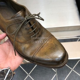 Dior Washed Cowhide Lace Up Casual Business Shoes For Men Coffee