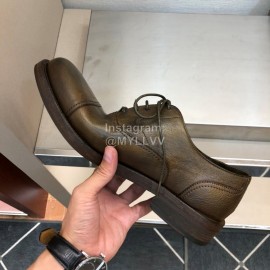 Dior Washed Cowhide Lace Up Casual Business Shoes For Men Coffee