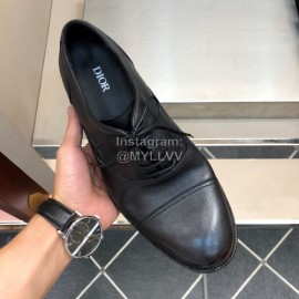Dior Washed Cowhide Lace Up Casual Business Shoes For Men Black