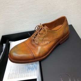Dior Washed Cowhide Lace Up Casual Business Shoes For Men Tan