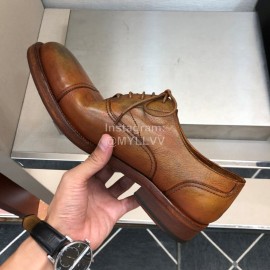 Dior Washed Cowhide Lace Up Casual Business Shoes For Men Tan