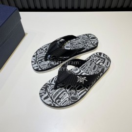 Dior Summer Printed Nylon Casual Flip Flops For Men Black