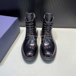Dior Black Cowhide Lace Up Short Boots For Men