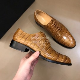 Dior Plaid Calf Leather Lace Up Business Shoes For Men Brown