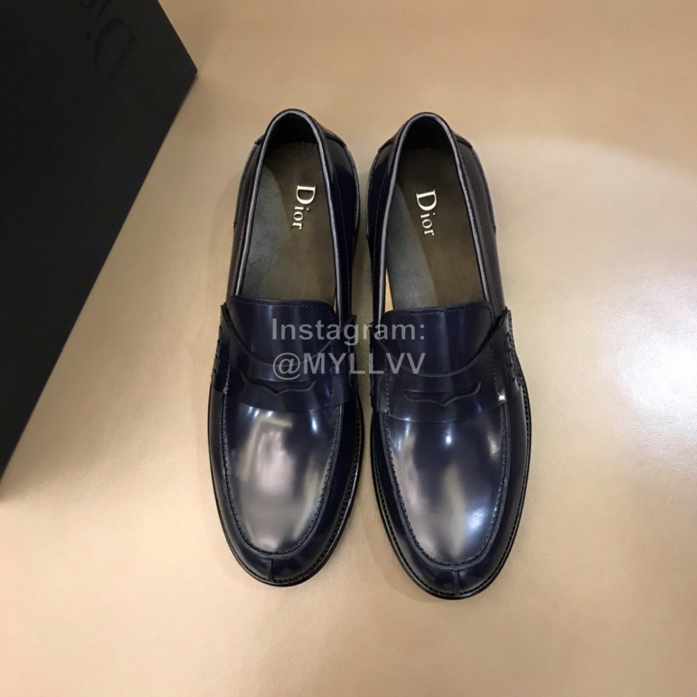 Dior Fashion Calf Leather Business Shoes For Men Navy