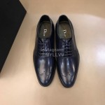 Dior Cowhide Lace Up Business Shoes For Men Navy