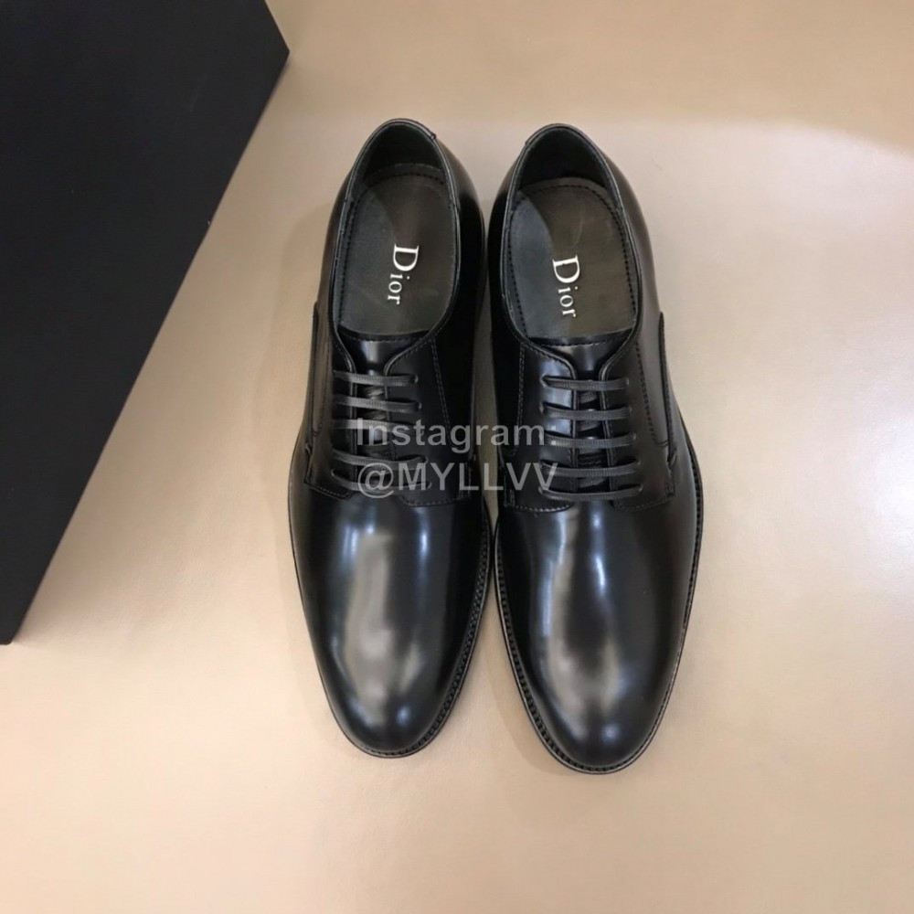 Dior Black Cowhide Lace Up Casual Business Shoes For Men 