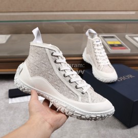 Dior Oblique Printed Jacquard Fabric High Top Sneakers For Men Beige
