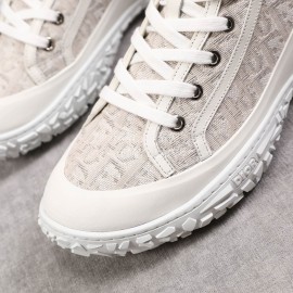 Dior Oblique Printed Jacquard Fabric High Top Sneakers For Men Beige
