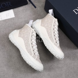 Dior Oblique Printed Jacquard Fabric High Top Sneakers For Men Beige
