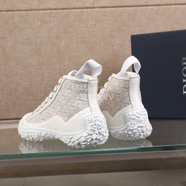 Dior Oblique Printed Jacquard Fabric High Top Sneakers For Men Beige