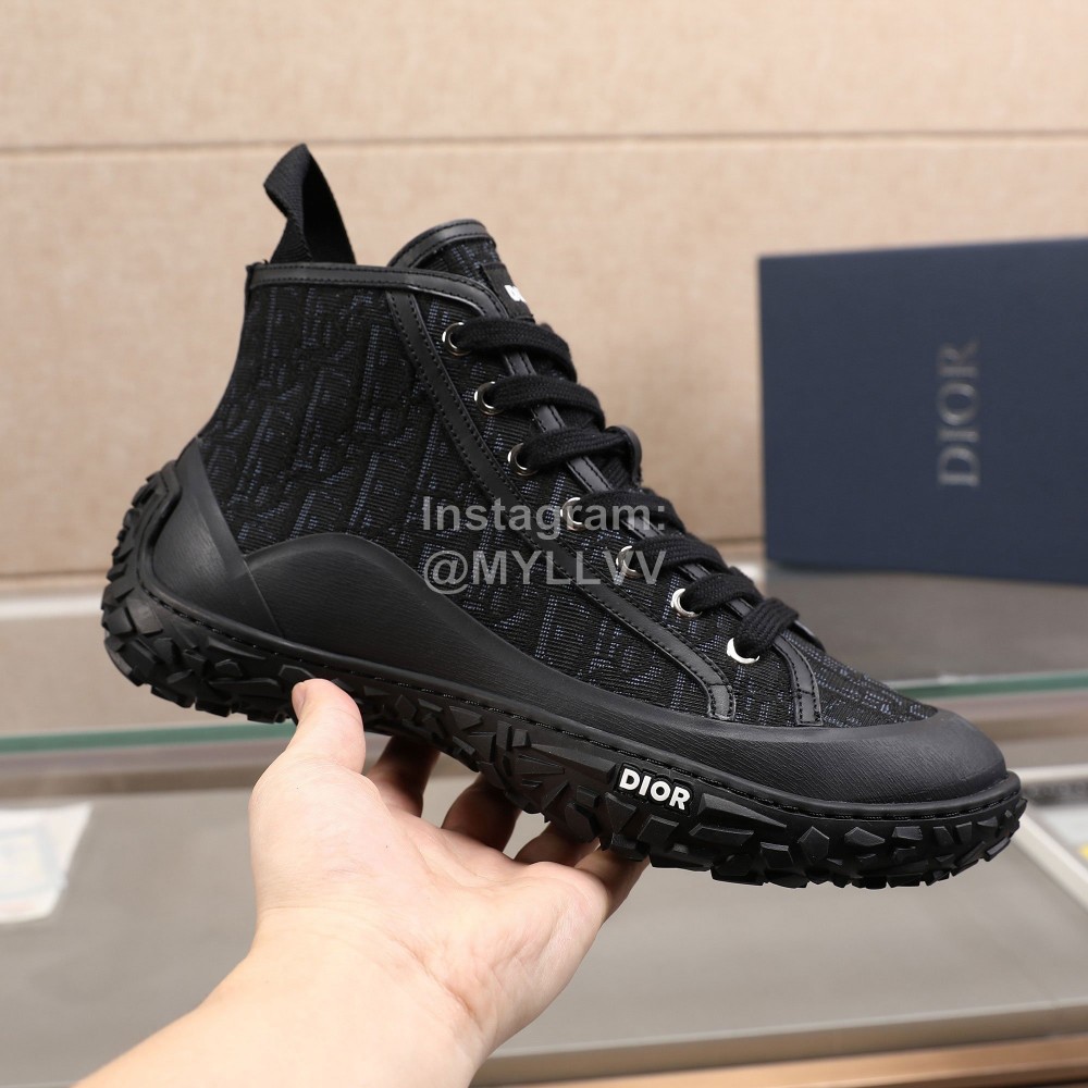 Dior Oblique Printed Jacquard Fabric High Top Sneakers For Men Black