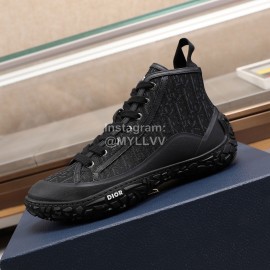 Dior Oblique Printed Jacquard Fabric High Top Sneakers For Men Black