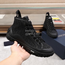 Dior Oblique Printed Jacquard Fabric High Top Sneakers For Men Black
