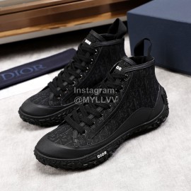 Dior Oblique Printed Jacquard Fabric High Top Sneakers For Men Black
