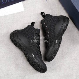 Dior Oblique Printed Jacquard Fabric High Top Sneakers For Men Black