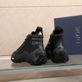 Dior Oblique Printed Jacquard Fabric High Top Sneakers For Men Black