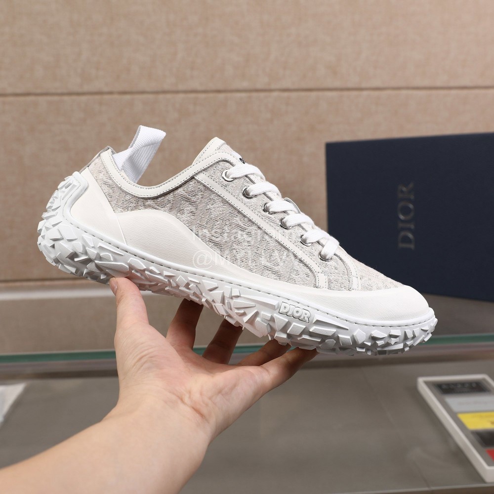 Dior Oblique Printed Jacquard Fabric Sneakers For Men Beige