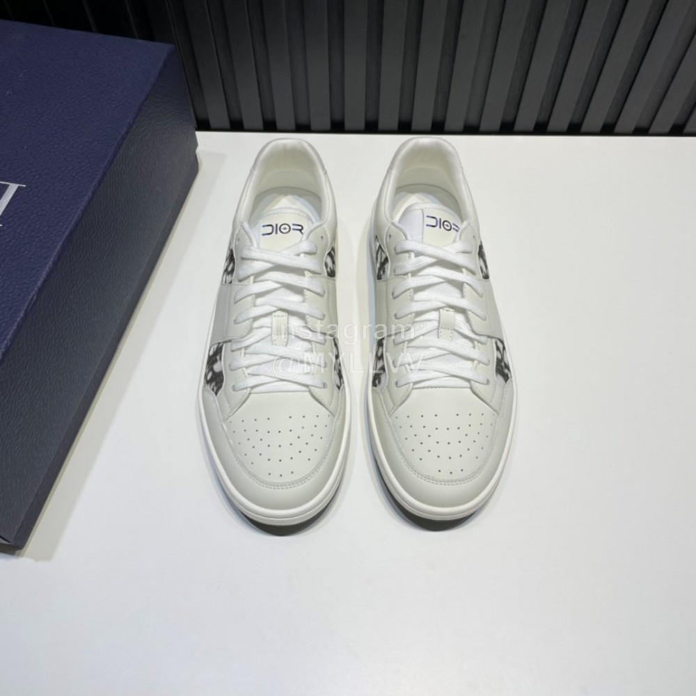 Dior Mesh Cowhide Oblique Printed Casual Sneakers For Men Black