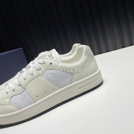 Dior Mesh Cowhide Oblique Printed Casual Sneakers For Men White