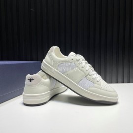 Dior Mesh Cowhide Oblique Printed Casual Sneakers For Men White