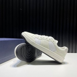Dior Mesh Cowhide Oblique Printed Casual Sneakers For Men White