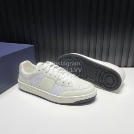 Dior Mesh Cowhide Oblique Printed Casual Sneakers For Men White