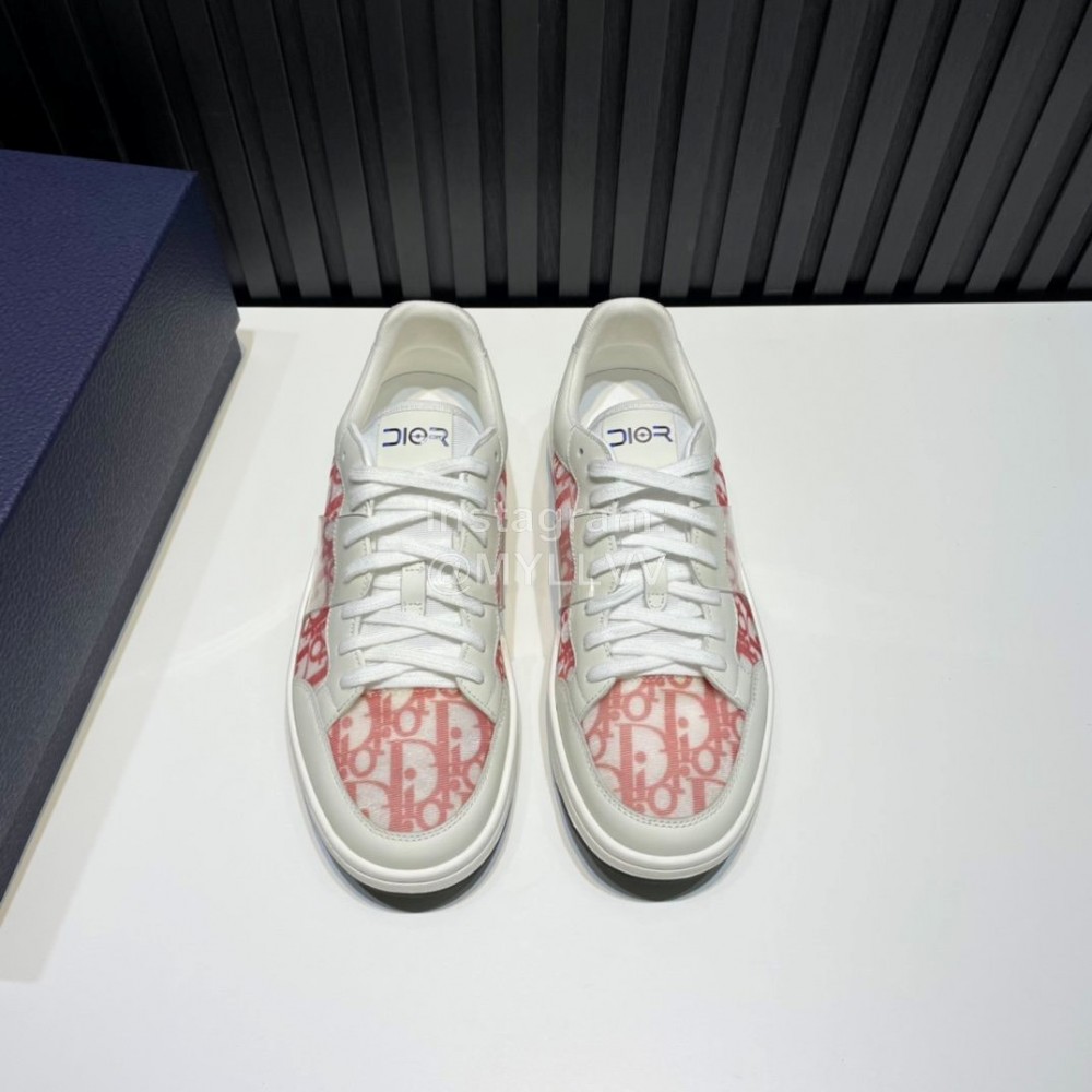 Dior Oblique Printed Mesh Cowhide Casual Sneakers For Men Red