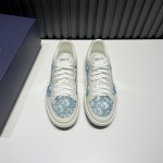 Dior Oblique Printed Mesh Cowhide Casual Sneakers For Men Blue