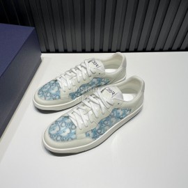 Dior Oblique Printed Mesh Cowhide Casual Sneakers For Men Blue