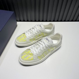 Dior Oblique Printed Mesh Cowhide Casual Sneakers For Men Yellow