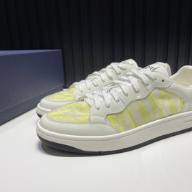 Dior Oblique Printed Mesh Cowhide Casual Sneakers For Men Yellow