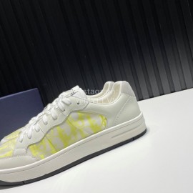 Dior Oblique Printed Mesh Cowhide Casual Sneakers For Men Yellow