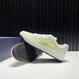 Dior Oblique Printed Mesh Cowhide Casual Sneakers For Men Yellow
