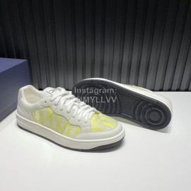 Dior Oblique Printed Mesh Cowhide Casual Sneakers For Men Yellow