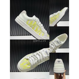 Dior Oblique Printed Mesh Cowhide Casual Sneakers For Men Yellow