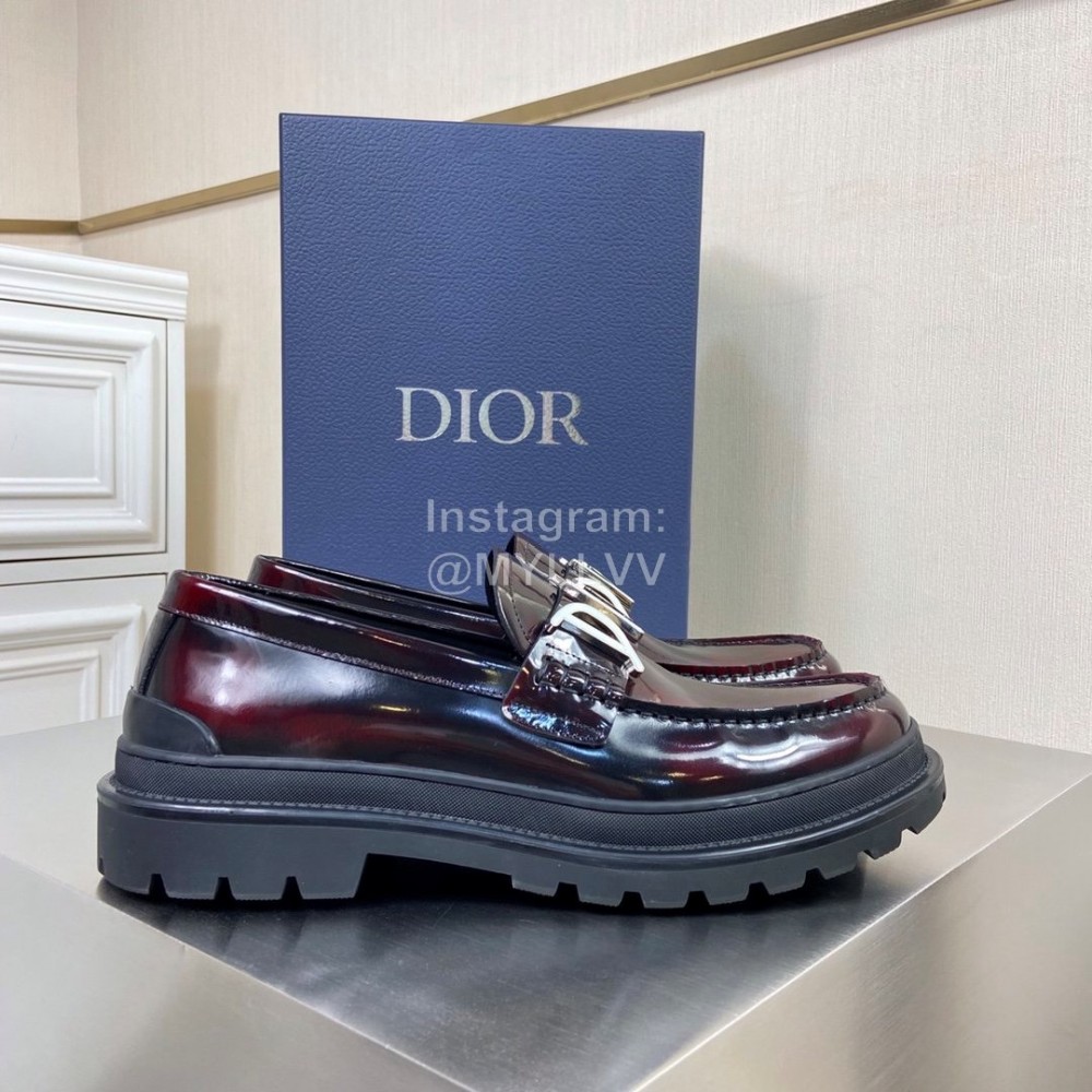 Dior Calf Leather Casual Shoes For Men Reddish Brown