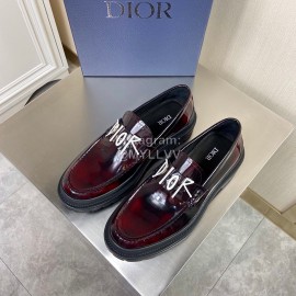 Dior Calf Leather Casual Shoes For Men Reddish Brown