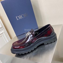 Dior Calf Leather Casual Shoes For Men Reddish Brown