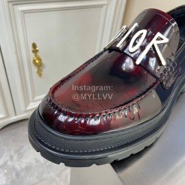 Dior Calf Leather Casual Shoes For Men Reddish Brown