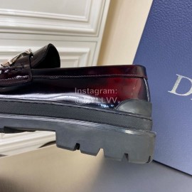 Dior Calf Leather Casual Shoes For Men Reddish Brown