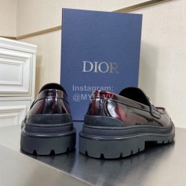 Dior Calf Leather Casual Shoes For Men Reddish Brown