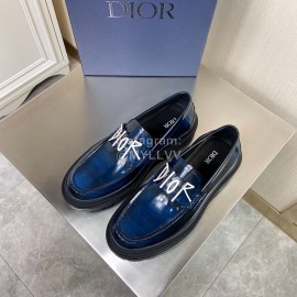 Dior Calf Leather Casual Shoes For Men Blue
