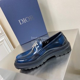 Dior Calf Leather Casual Shoes For Men Blue